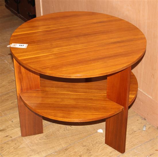 A 1940s modernist coffee table, with a utility furniture stamp to the underside. Diameter 61cm